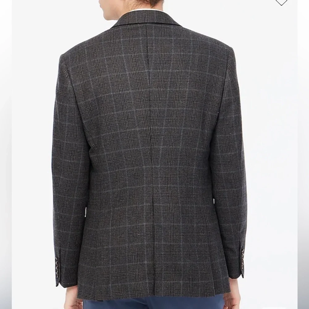J crew grey brown Classic-fit Thompson plaid wool-blend blazer
